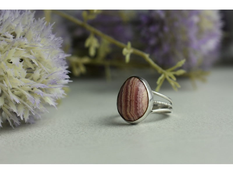 925 Sterling Silver Rhodochrosite Ring Size 7