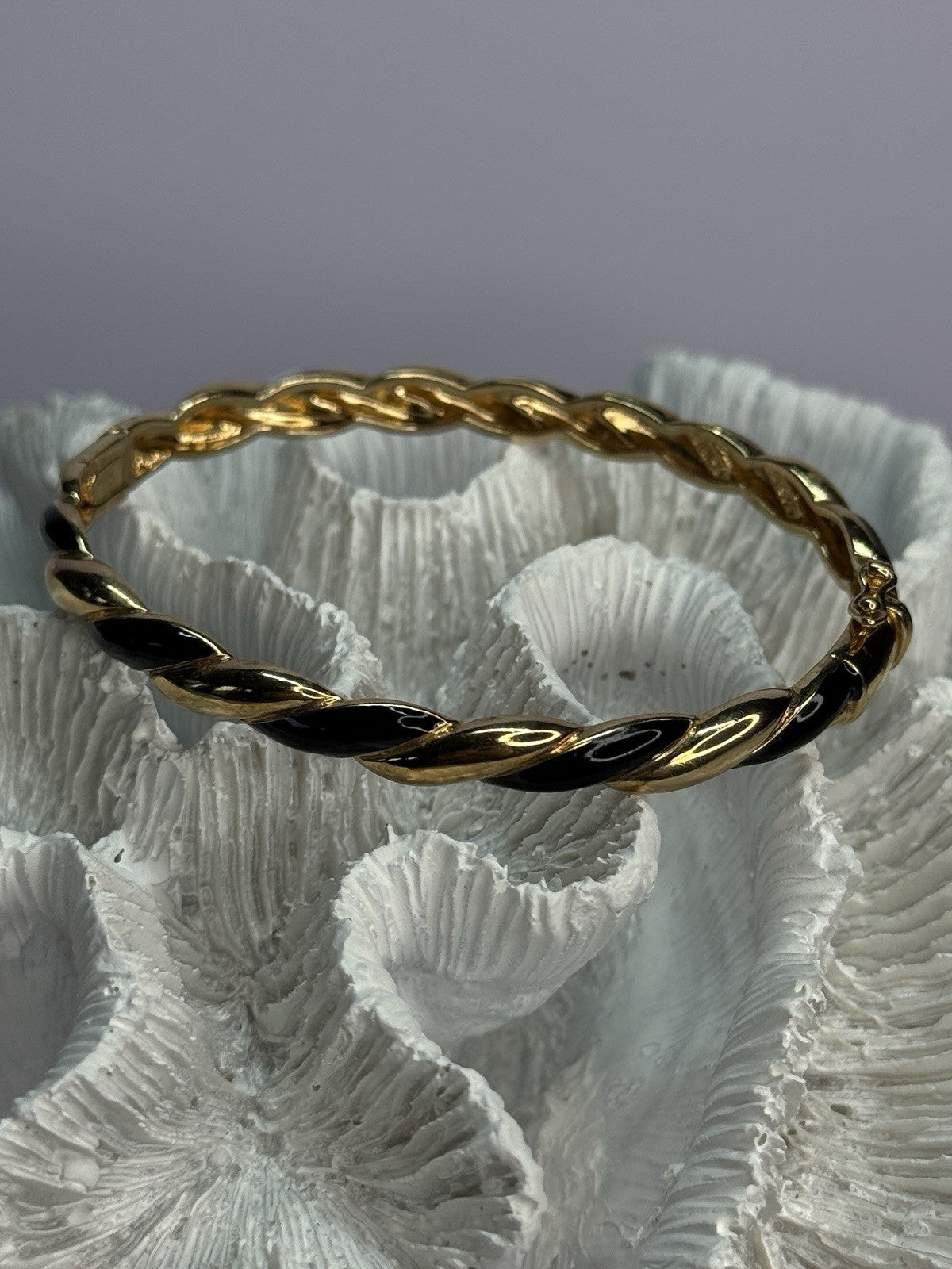 Bangle 925 Sterling Silver Gold Plated Onyx Bracelet