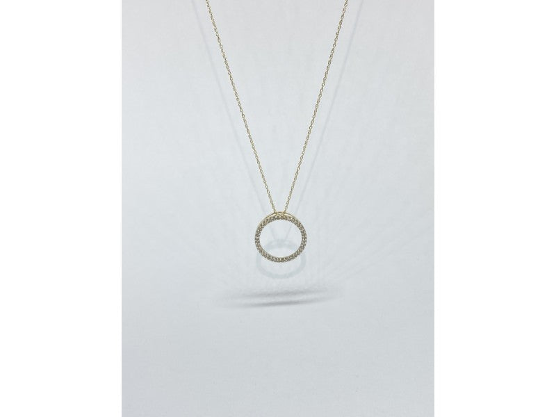 14K Yellow Gold Diamonds Chain With Pendant