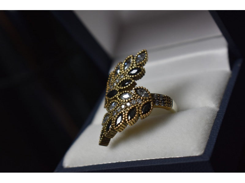 925 Sterling Silver with Gilding Alpanite & CZ Ring Size 9