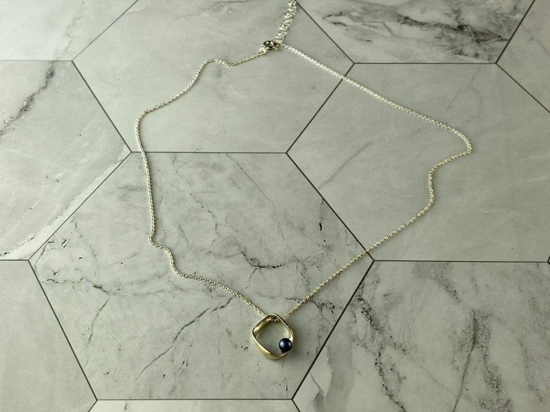 925 Sterling Silver Pearl Chain With Pendant Italy
