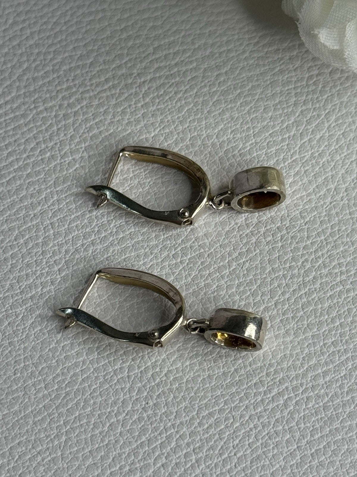 925 Sterling Silver Hessonite Earrings Length 1 Inch