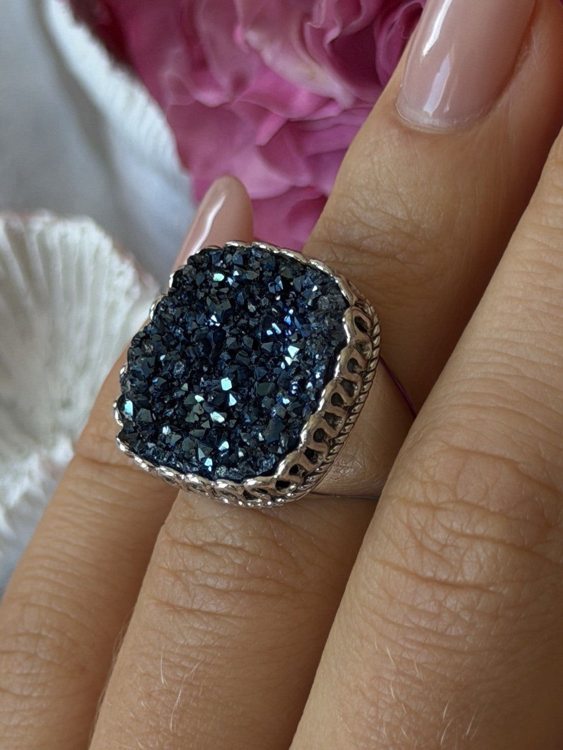 Beautiful 925 Sterling Silver Marcasite Ring Size 5