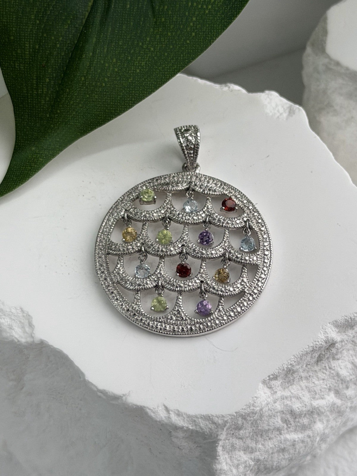 Beautiful 925 Sterling Silver Multi Color Spinel Pendant