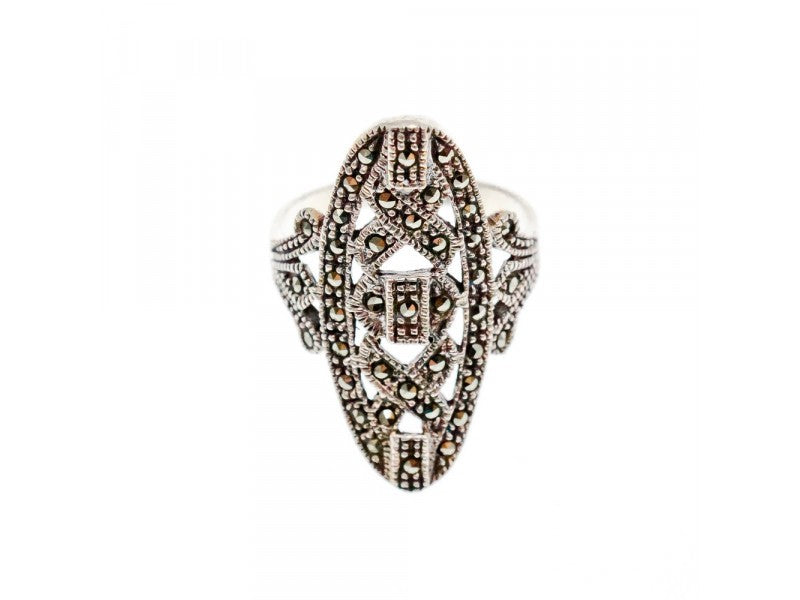 925 Sterling Silver Marcasites Ring Size 6.5