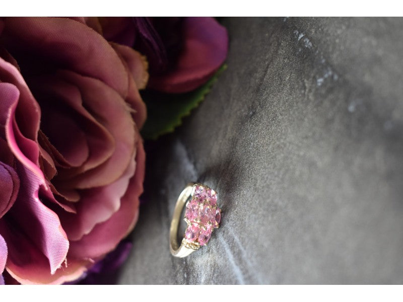 925 Sterling Silver Pink CZ Ring Size 6.5