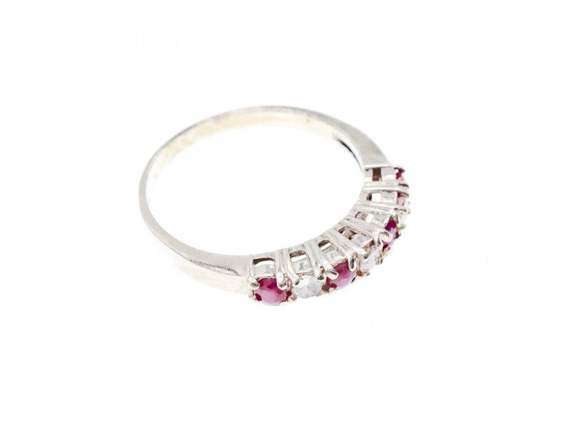 925 Sterling Silver Pink Spinel & CZ Ring Size 7