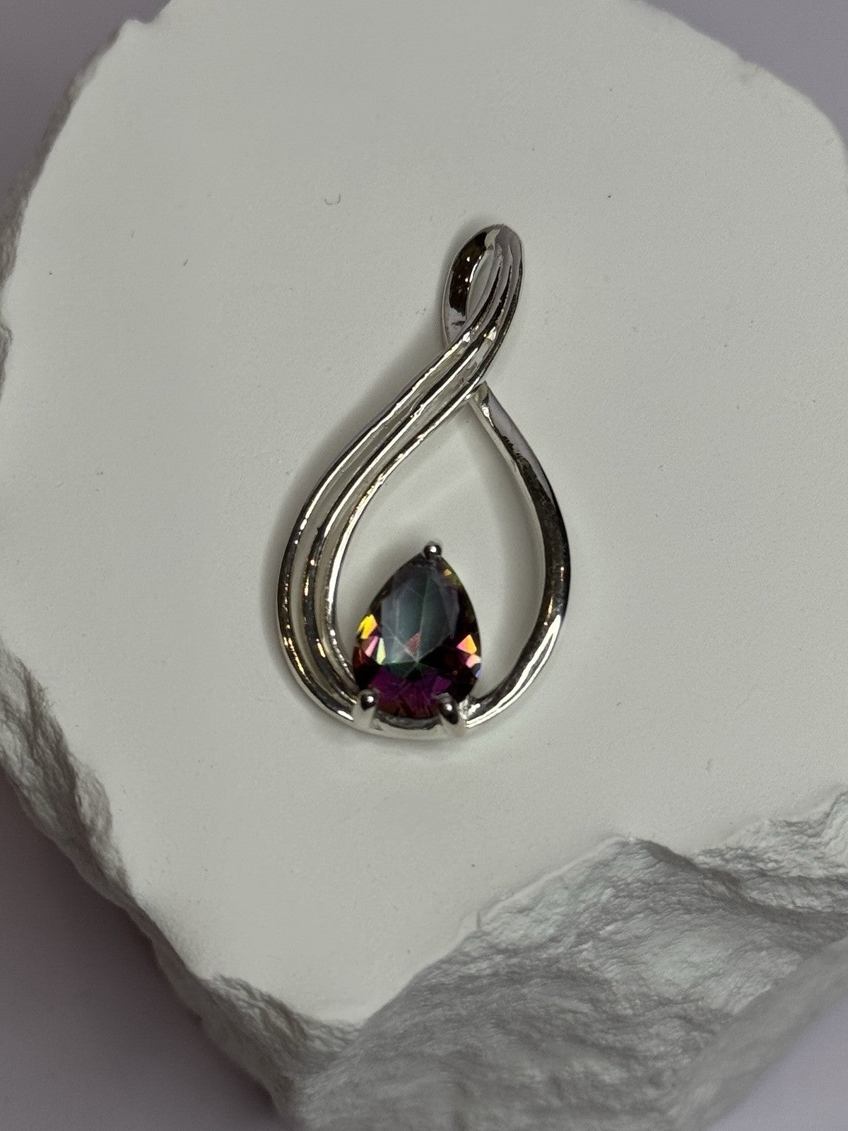 925 Sterling Silver Alexandrite Pear Pendant Length 1.5 Inch