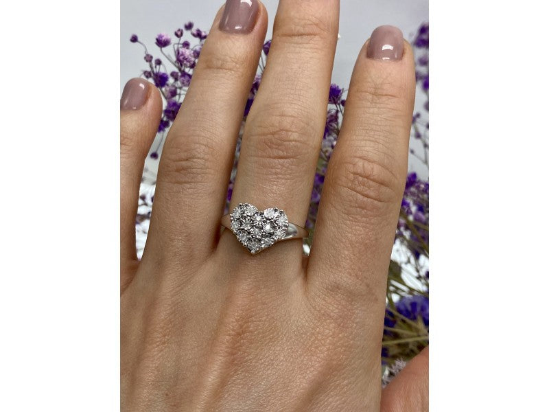 925 Sterling Silver Sapphires "Heart" Ring Size 9
