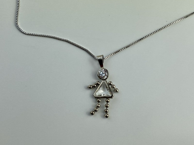 925 Sterling Silver CZ "Girl" Chain With Pendant