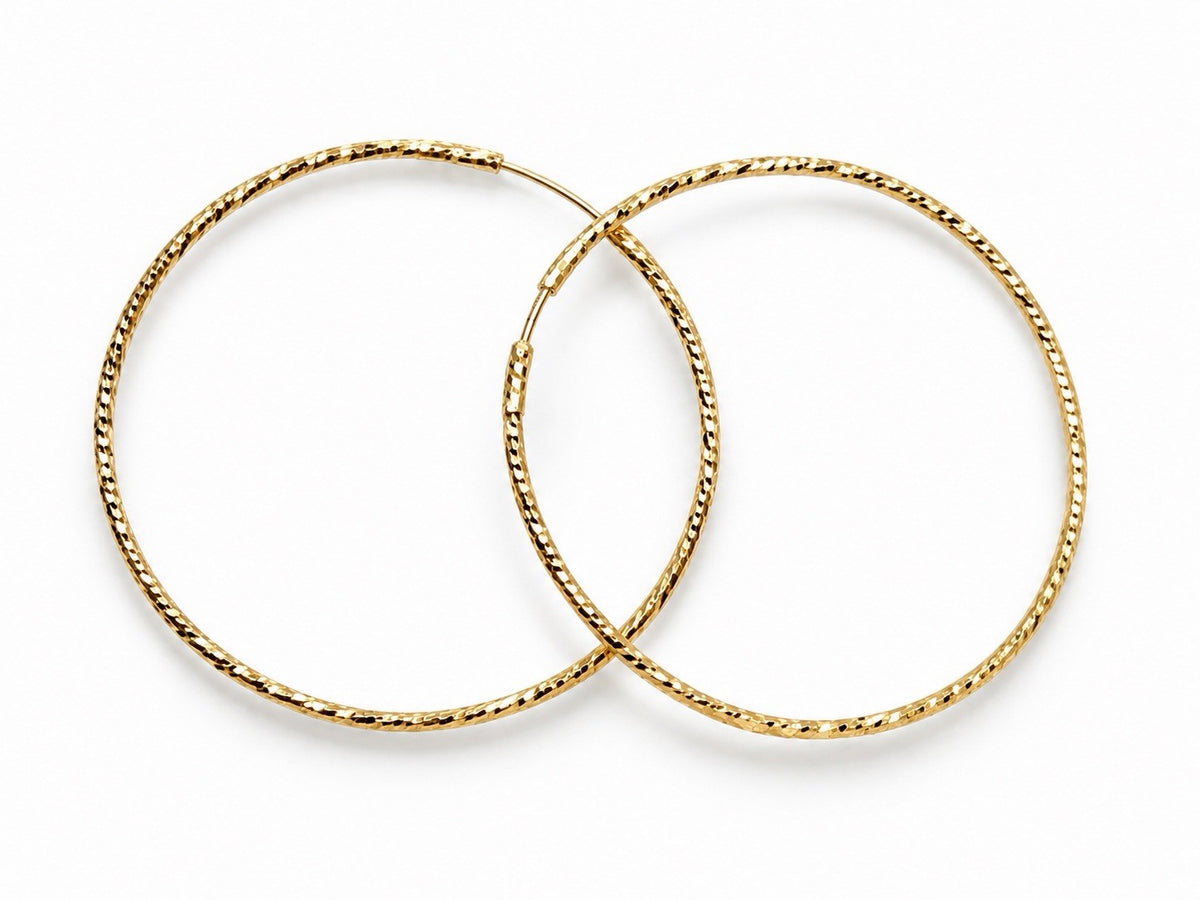 Classic Italy 925 Sterling Silver Gold Plated Hoop Earrings