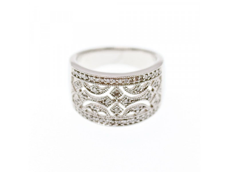 925 Sterling Silver CZ "Lace" Ring Size 6