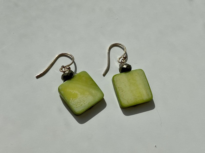 925 Sterling Silver Green Agate Earrings