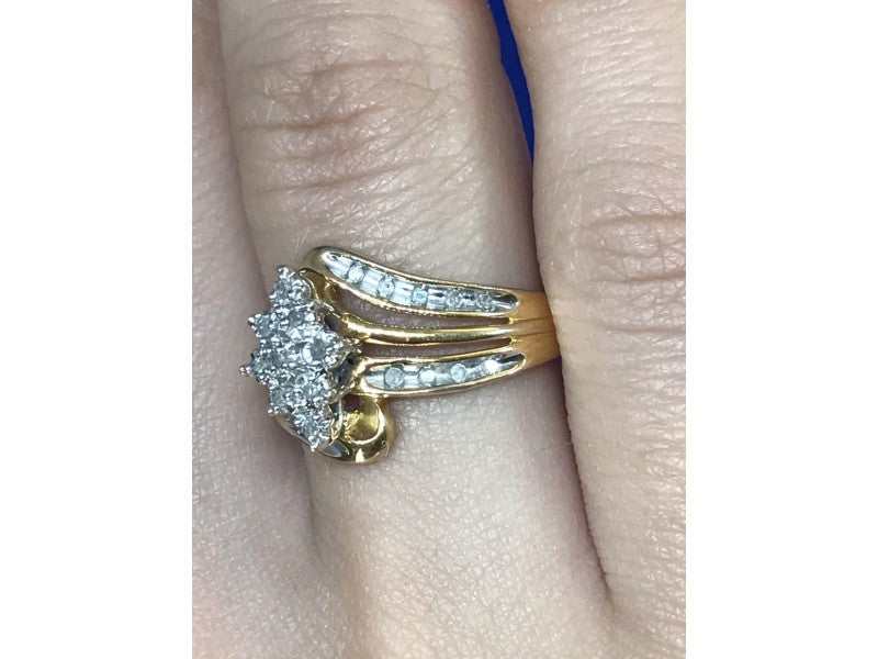 925 Sterling Silver Gold Plated CZ Ring Size 7