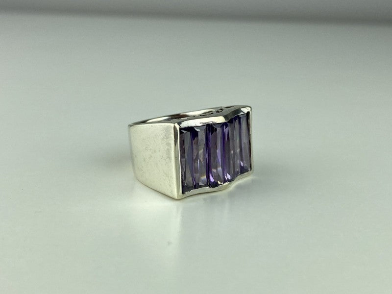 925 Sterling Silver Purple Tourmaline Ring Size 6