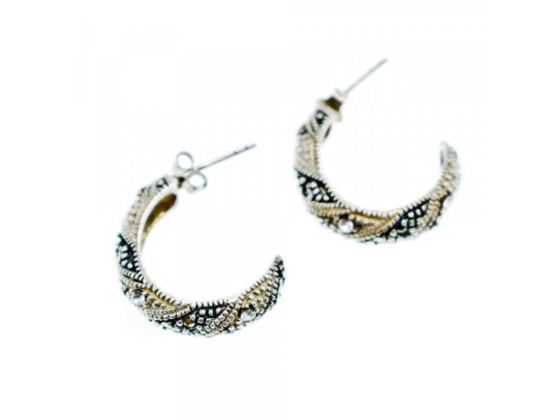 925 Sterling Silver CZ & Marcasites Stud Earrings