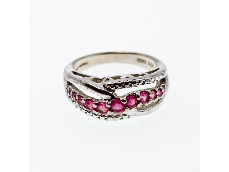 925 Sterling Silver Pink Spinel Ring Size 7.25