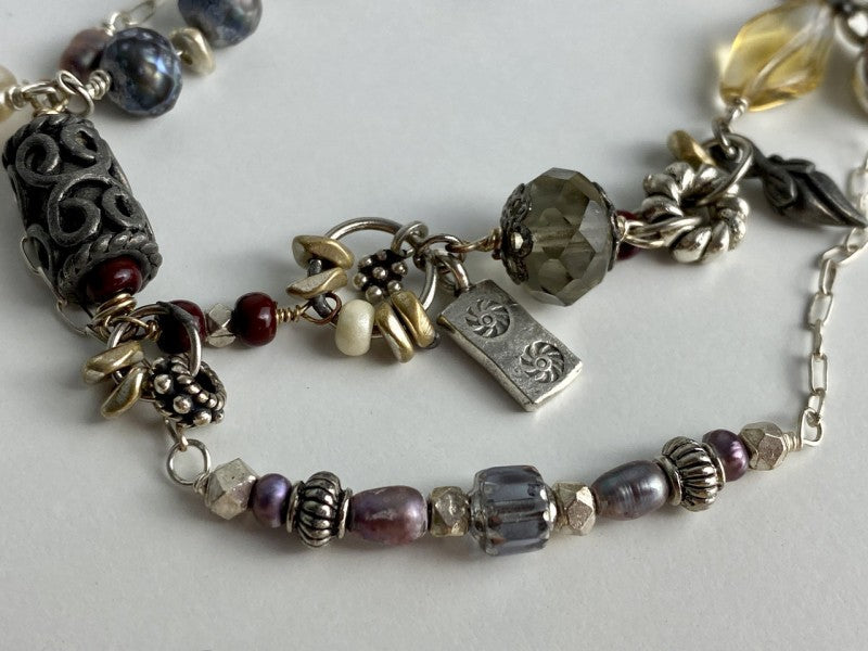 925 Sterling Silver Jewelry Glass Double Bracelet