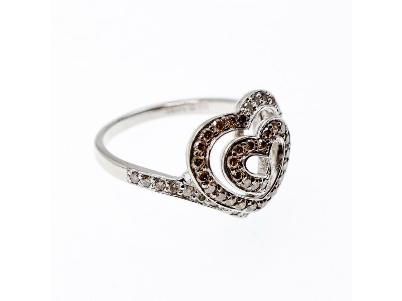 925 Sterling Silver Sapphires "Heart" Ring Size 7