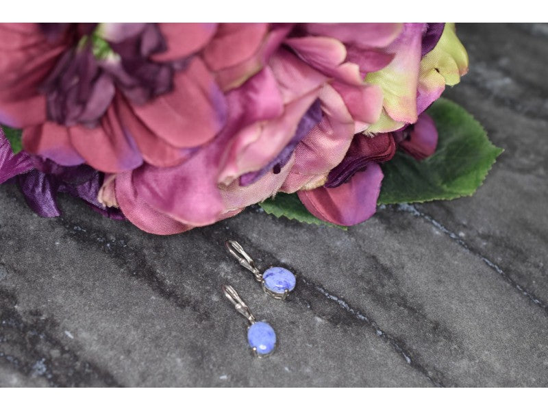 925 Sterling Silver Purple Agate Earrings