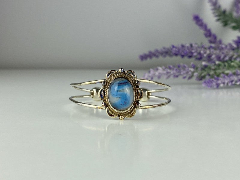 Vintage 925 Sterling Silver Agate Bracelet
