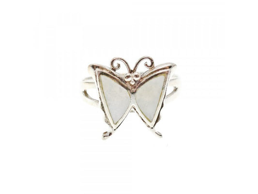 925 Sterling Silver Mother Of Pearl "Butterfly" Ring Size 8.5