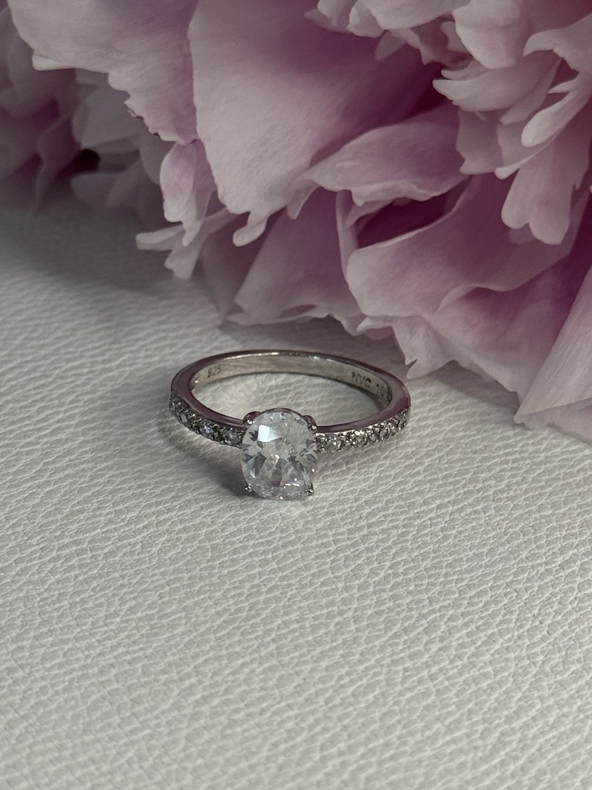 Shiny 925 Sterling Silver CZ Ring Size 10