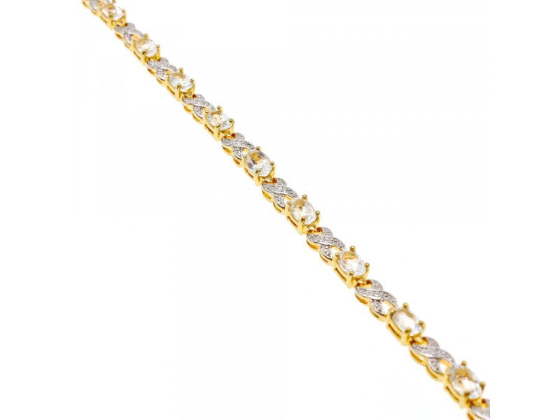 925 Sterling Silver Gold Plated Aquamarine Bracelet