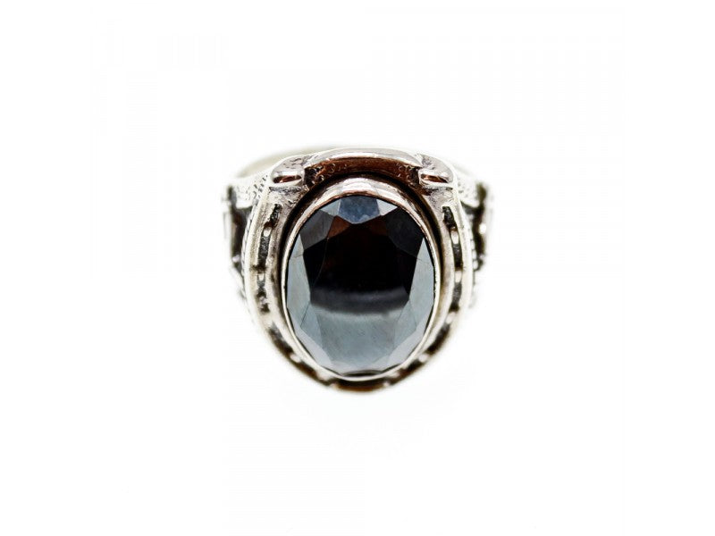 925 Sterling Silver Hematite Ring Size 8