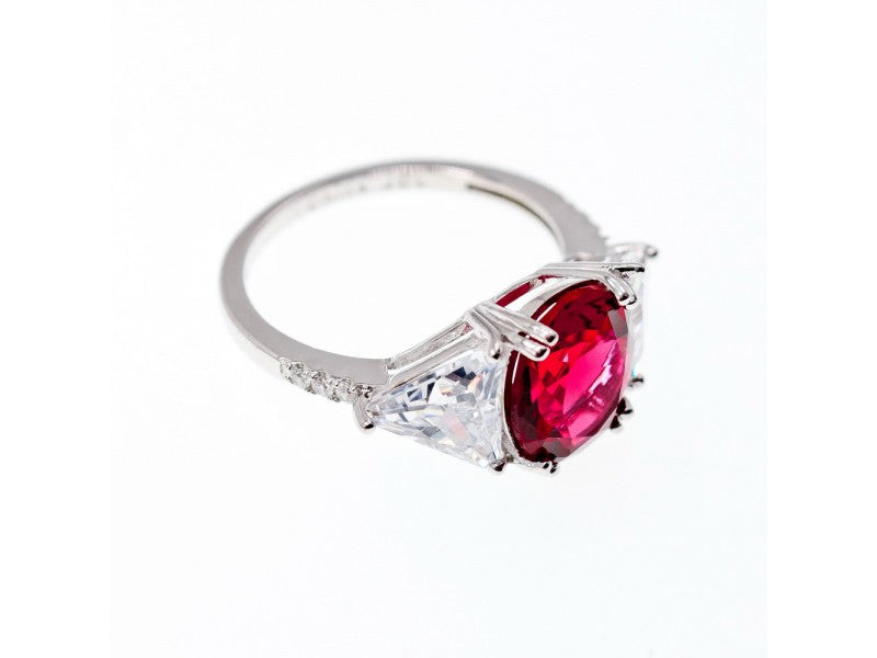 925 Sterling Silver Pink & White CZ Ring Size 12.5