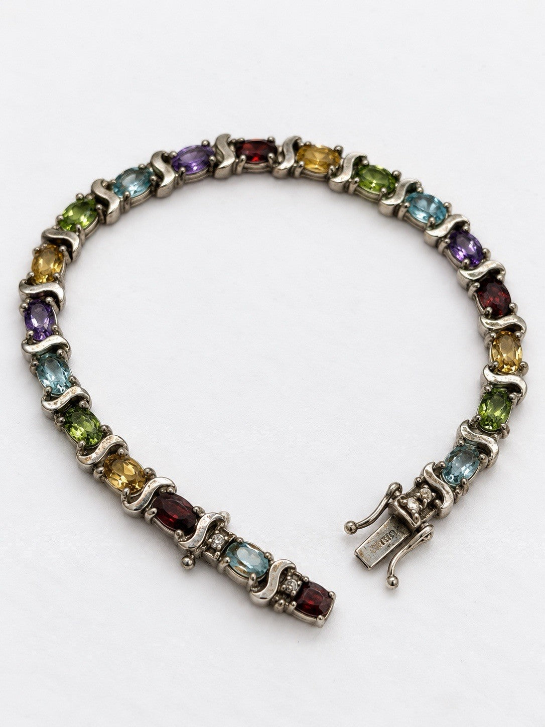Beautiful 925 Sterling Silver Multi-Gemstone Tennis Bracelet 7.5