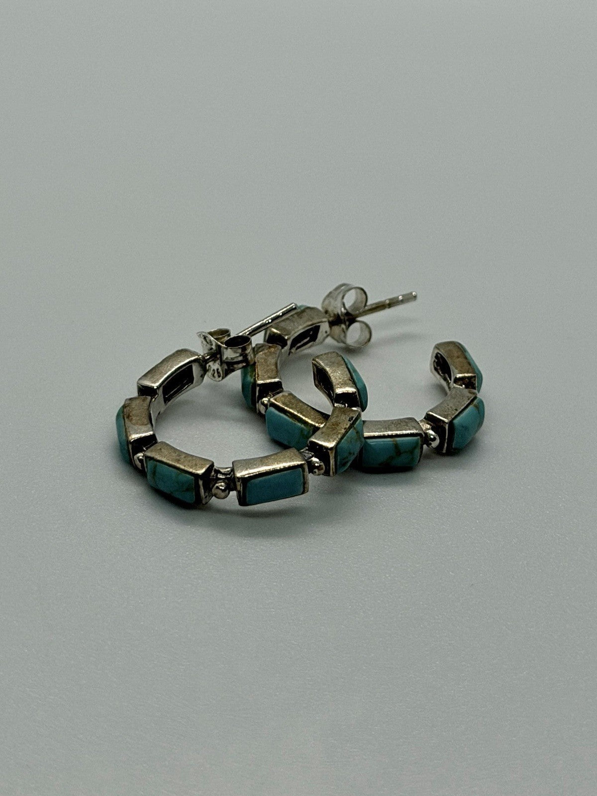 Vintage 925 Sterling Silver Blue Turquoise Earrings