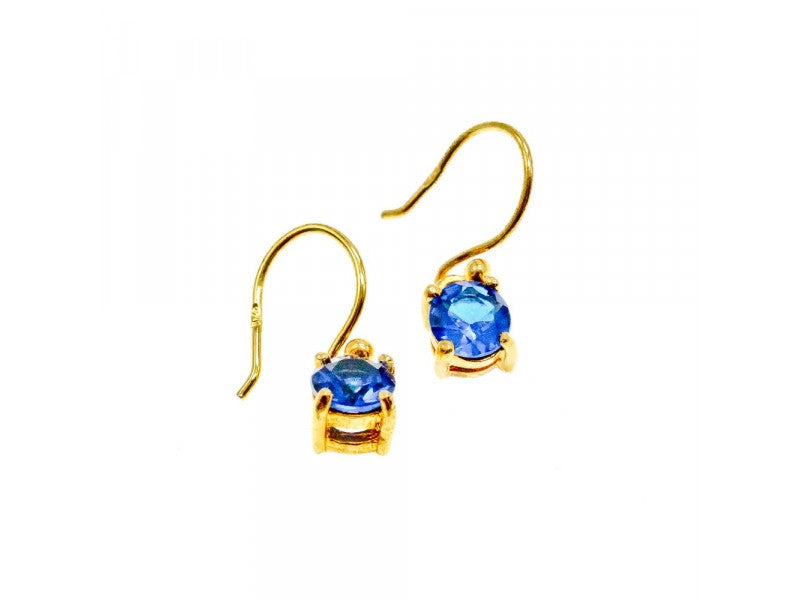 925 Sterling Silver Gold Plated Sapphire Spinel Earrings