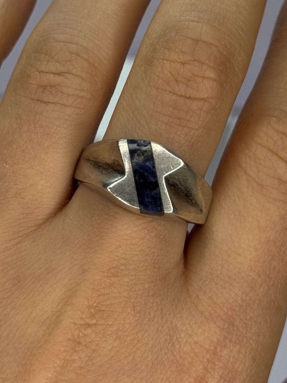 Vintage 925 Sterling Silver Sodalite Ring Size 10.5