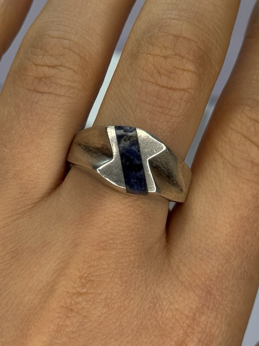 Vintage 925 Sterling Silver Sodalite Ring Size 10.5