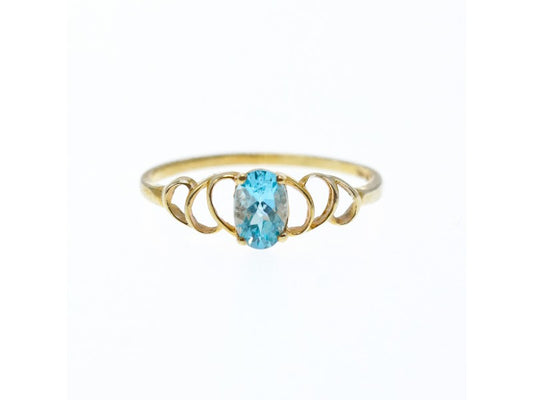 10K Yellow Gold Blue Spinel Ring Size 8