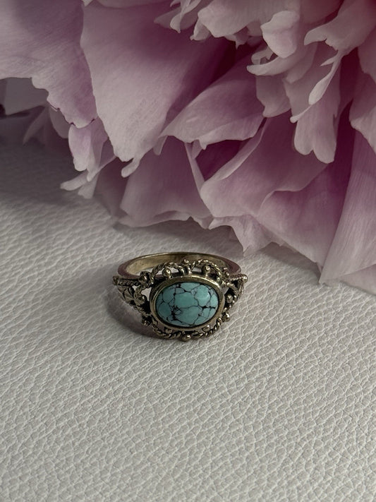 Vintage 925 Sterling Silver Turquoise Ring Size 5