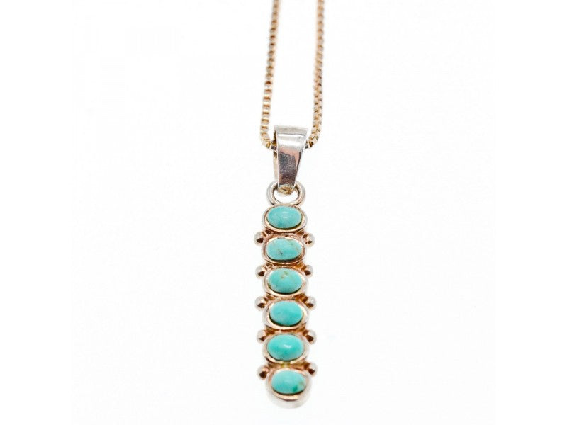925 Sterling Silver Turquoise Chain With Pendant Italy