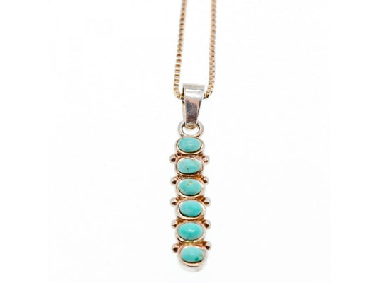 925 Sterling Silver Turquoise Chain With Pendant Italy