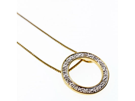 925 Sterling Silver Gold Plated White Sapphire Necklace Italy