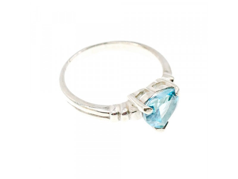 925 Sterling Silver Topaz "Heart" Ring Size 8