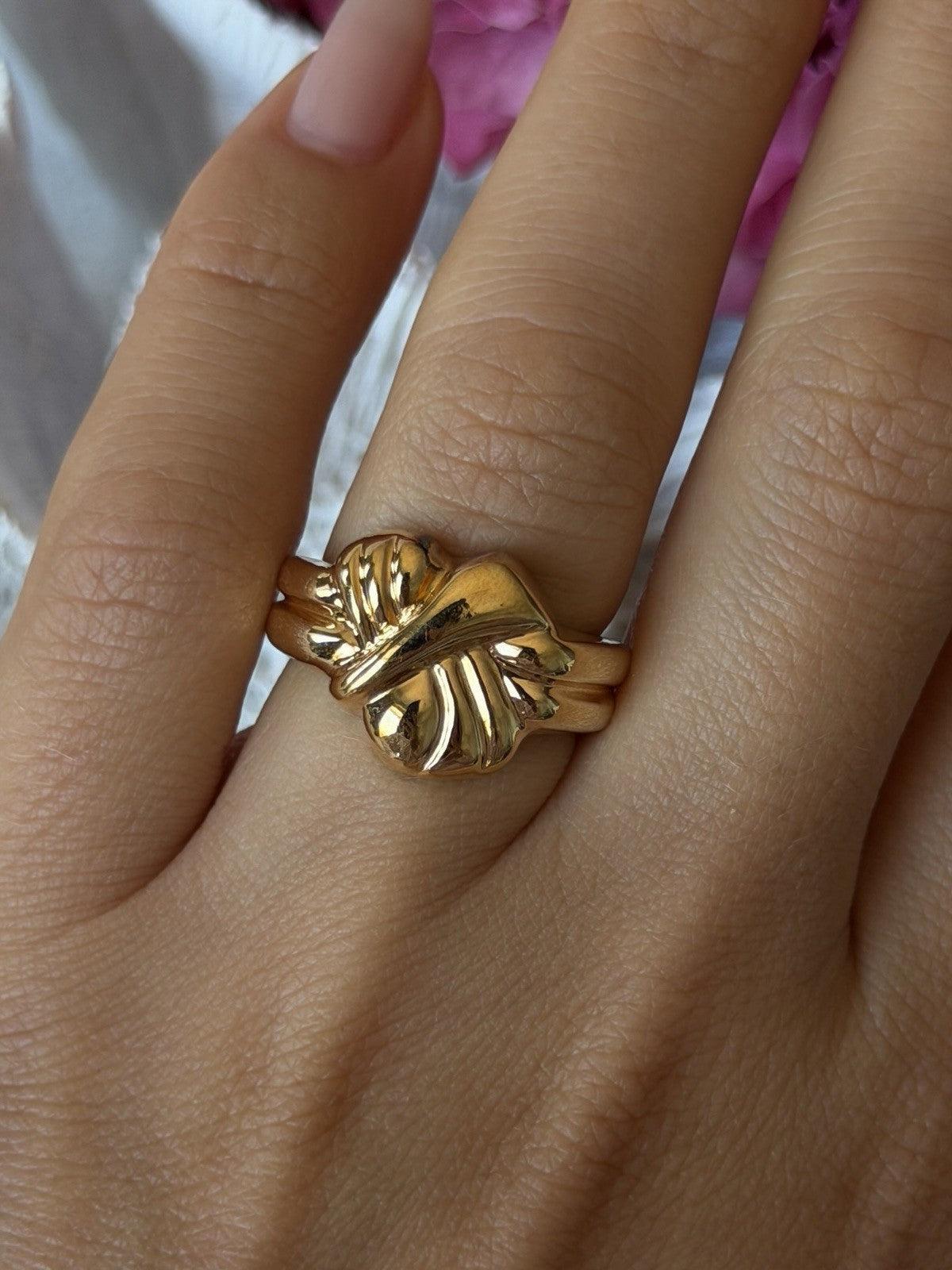 925 Sterling Silver Gold Plated Ring Size 7