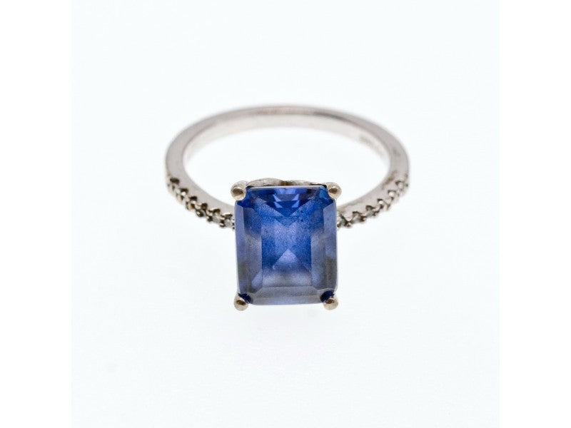 925 Sterling Silver Sapphire Ring Size 8