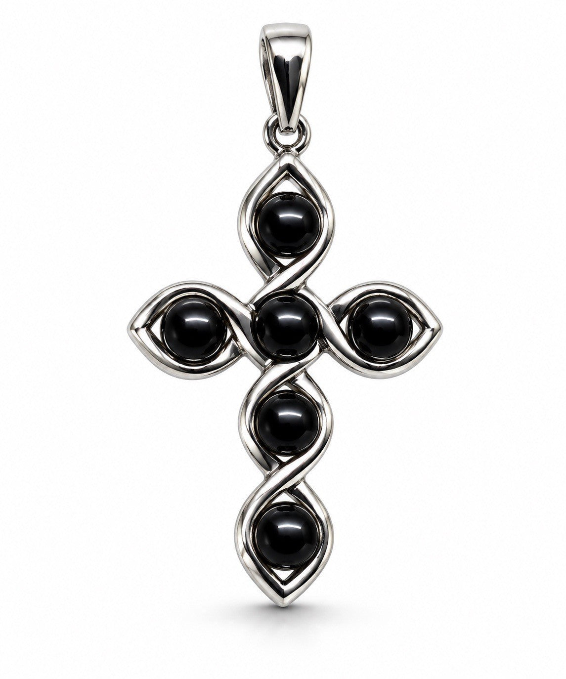 925 Sterling Silver Hematite Cross Pendant Openwork Design