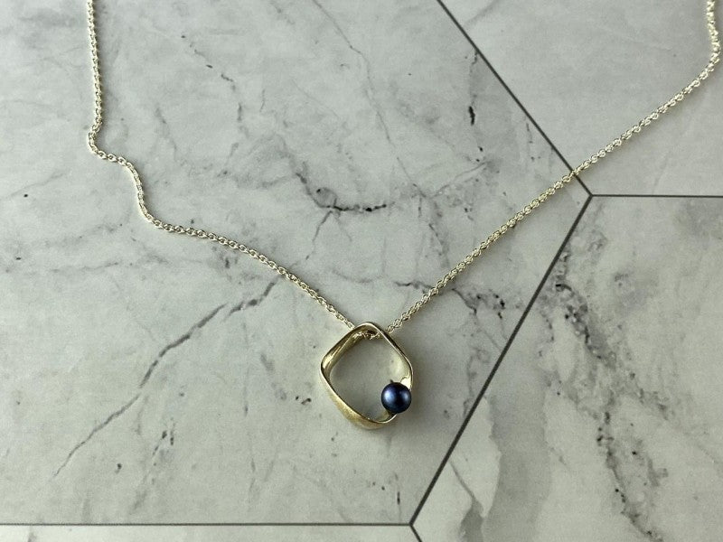 925 Sterling Silver Pearl Chain With Pendant Italy