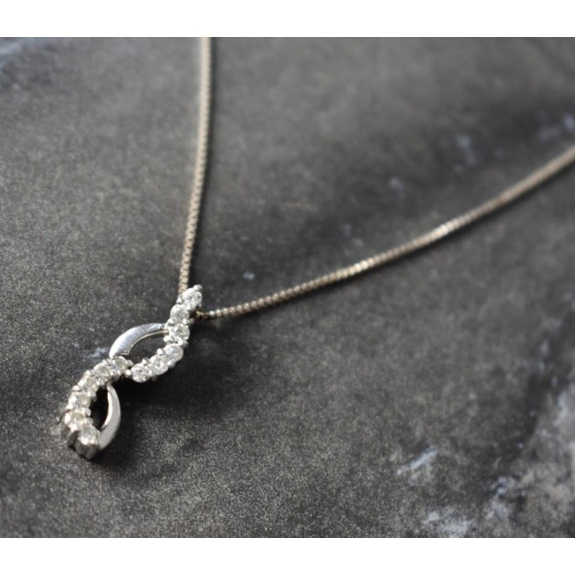 925 Sterling Silver CZ Chain With Pendant Italy