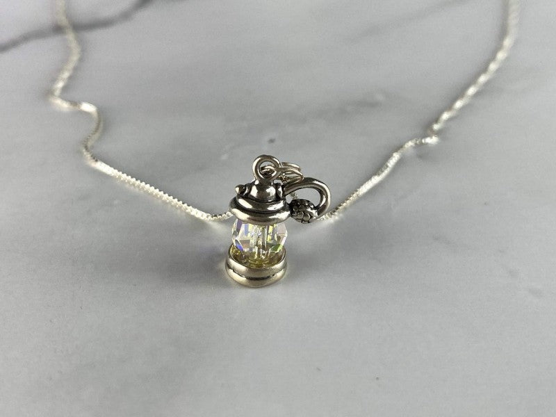 925 Sterling Silver Mystic Topaz "Lantern" Chain With Pendant Italy