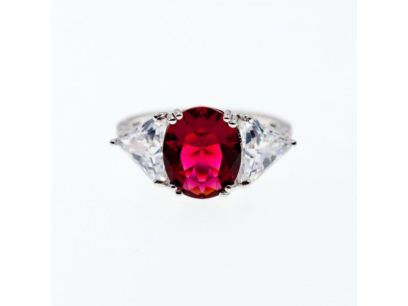 925 Sterling Silver Pink & White CZ Ring Size 12.5