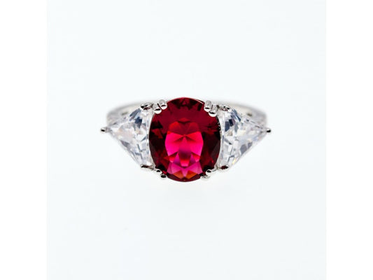 925 Sterling Silver Pink & White CZ Ring Size 12.5