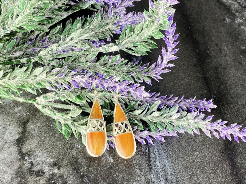 Vintage 925 Sterling Silver Agate Earrings